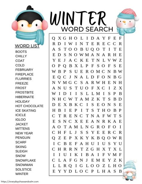 Free Printable Winter Word Searches For Kids Winter Themed Worksheets, Christmas Printable Games For Kids, Winter Vocabulary Worksheets, Christmas Ispy Printable, Winter Library Activities, Winter Puzzles Free Printable, Christmas Word Games Free Printable, Winter Word Search Free Printable, Christmas Activity Sheets Free Printable