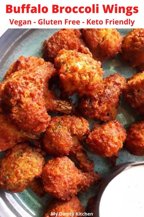 buffalo broccoli wings is a quick and delicious vegan appetizer. this breaded buffalo broccoli is kid friendly as well. Gluten free option included. This super crispy broccoli wings is perfect party appetizer. #buffalobroccoli, #broccoliwings, #buffalobroccoliwings, #veganbroccoliappetizers, #veganbroccolirecipe, #broccolibangbang, #bbqbroccoli, #veganbroccoliwings, #broccoliwings, #appetizers, #partyappetizer, #quickappetizer Buffalo Broccoli Air Fryer, Broccoli Wings, Buffalo Broccoli, Bbq Broccoli, Crispy Broccoli, Vegan Cauliflower Recipes, Vegan Appetizer, Vegan Broccoli, Fried Broccoli