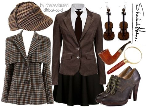 Sherlock inspired outfit.                                                                                                                                                                                 More Detective Inspired Outfits, Sherlock Inspired Outfits, Steampunk Scientist, Sherlock Outfit, Sherlock Holmes Costume, Dieselpunk Fashion, Detective Outfit, Fashion Fantasy, Character Inspired Outfits