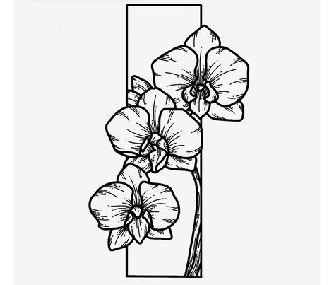 Orchid Flower Tattoos, Married Couple Tattoos, Tattoo Line Art, Orchid Drawing, Orchids Painting, Hipster Drawings, Small Matching Tattoos, Tattoo Line, Orchid Tattoo