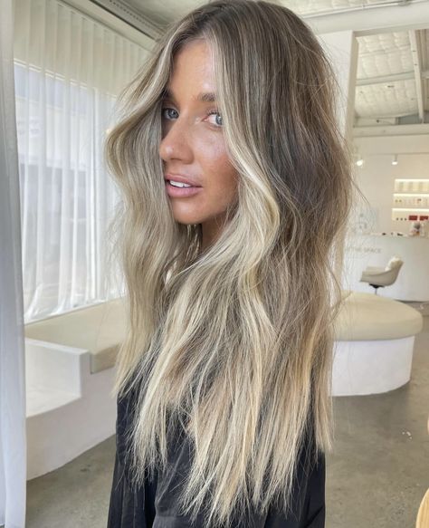 Very Low Maintenance Blonde, Dark Blonde Face Framing Highlights, Blonde Hair With Dark Roots Balayage, Cool Natural Blonde, High Impact Blonde, Lived In Blonde Shoulder Length, Blonde Hair All Over Color, Ashy Blonde With Money Piece, Scandinavian Hairline On Dark Hair