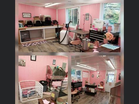 Home Dog Grooming Salon, Home Dog Grooming Salon Ideas, Grooming Salon Ideas, Dog Grooming Salon Ideas, Groom Room, Grooming Salons, Pet Grooming Business, Decor Spa, Grooming Ideas