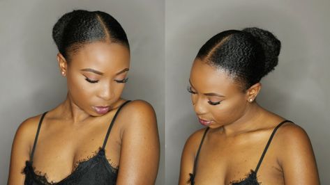 Work Hairstyles Black Hair, 4c Sleek Bun, Sleek Natural Hairstyles, Bun On Short Natural Hair, Ponytails Ideas, Natural Hair Ponytail, Short Natural Hair, Natural Hair Bun Styles, Curls Hair