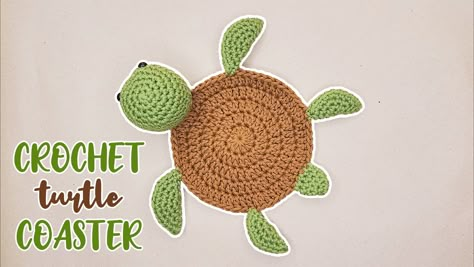 Crochet Turtle Coaster, Crochet Turtle Pattern Free, Turtle Coaster, Crochet Turtle Pattern, Crochet Needlework, Crochet Coaster Pattern, Crochet Turtle, Turtle Pattern, Crochet Leaves