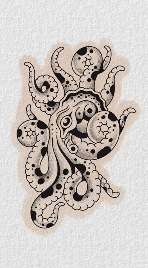 Octopus Space Tattoo, Old School Tattoo Octopus, Kraken Traditional Tattoo, Trad Octopus Tattoo, Cute Seahorse Tattoo, Traditional Octopus Tattoo Design, Dumbo Octopus Tattoo, Kracken Tattoos, Flash Tattoo Designs Neo Traditional