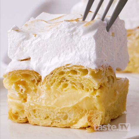 Taste.com.au - Lemon meringue croissant pie Mini Croissants, Italian Meringue, Lemon Meringue Pie, Lemon Pie, Meringue Pie, Lemon Meringue, Meringue, Custard, Croissant