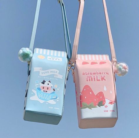 Kawaii Wish | Harajuku 💕 (@my_kawaiiwish) • Instagram photos and videos Sweet Milk, Kawaii Bags, Bagged Milk, Milk Box, Girly Bags, Kawaii Accessories, Strawberry Milk, Box Bag, Kawaii Clothes