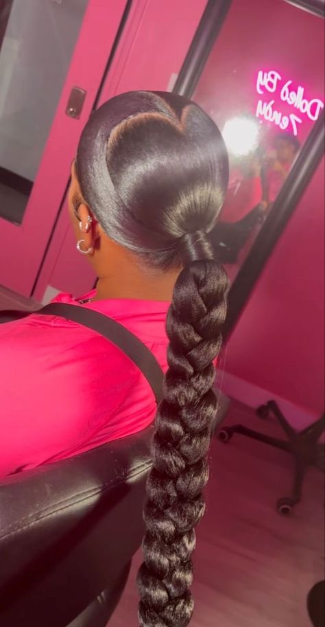 Dope Hairstyles Black Women, Cute Ponytail Hairstyles For Black Women, Cute Protective Hairstyles Black Women, Braid Ponytail For Black Women, Ponytails For Black Women, Aesthetic Braids, Sleek Braided Ponytail, Cute Ponytail, Braids Long