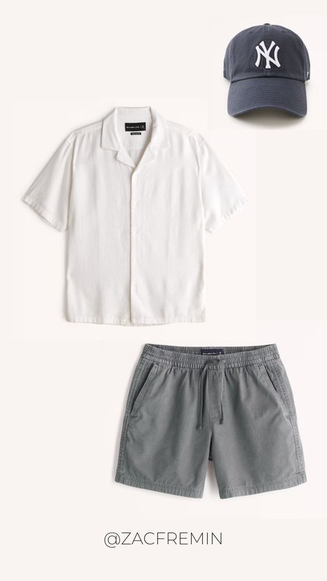 Mens sumple summer outfit idea Clothes For Summer Men, Fashion Outfits Summer Men, Man Outfit Casual Summer, Men Style For Summer, Simple Men Outfits Summer, Summer Man Clothes, Casual Summer Men Outfits, Men Summer Look, Men Looks Summer