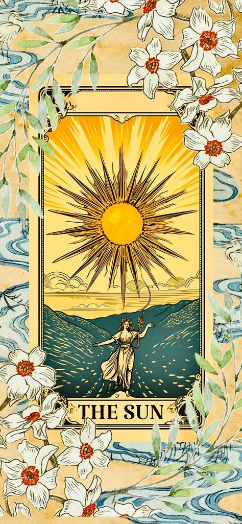 1/2 Lockscreen The Sun Tarot Card, The Sun Tarot, Phone Lockscreen, Cute Wallpaper Backgrounds, Free Art, Galaxy Wallpaper, Not Mine, Pattern Wallpaper, Tarot Cards