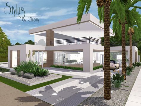 chemy's Stylus Modern Big Modern Houses, Lotes The Sims 4, The Sims 4 Lots, Ts3 Cc, Ultra Modern Homes, Sims Houses, Sims Builds, Cute Minecraft Houses, Contemporary Building