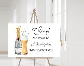 Engagement beer decorations | Etsy Bubbles And Brews, Small Engagement Party, Engagement Party Welcome Sign, Engagement Party Sign, Beer Decorations, Engagement Signs, Couple Wedding Shower, First Communion Invitations, Party Welcome Sign