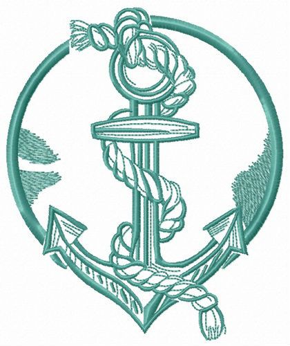 Anchor and rope machine embroidery design #shadow #circle #composition #nautical #marine #anchor #rope #onecolored #design #knot #embroidery Shadow Circle, Marine Embroidery, Circle Composition, Bernina Embroidery Machine, Marine Design, Brazilian Embroidery Stitches, Knot Embroidery, Anchor Rope, Marine Anchor