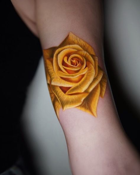 101 Amazing Yellow Rose Tattoo Designs You Need To See! | Outsons | Men's Fashion Tips And Style Guide For 2020 Yellow Rose Tattoo, Yellow Tattoo, Yellow Rose Tattoos, Rose Tattoo Meaning, Realistic Rose Tattoo, Rose Tattoo Ideas, Tato Dengan Makna, Neotraditional Tattoo, Rose Tattoos For Men