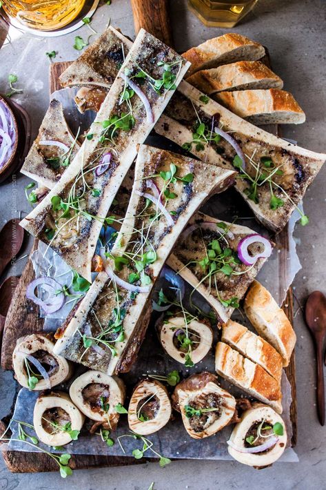 Roasted Bone Marrow (Recipe + Tips) | Craft Beering Bone Marrow Recipe, Stuffed Roast, Marrow Recipe, Beef Marrow Bones, Roasted Bone Marrow, Table D Hote, Diner Recipes, Beef Bones, Bone Marrow