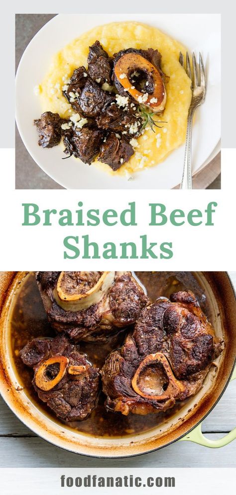 Braised beef shanks: succulent, savory and irresistible. Add creamy polenta and you've got a meal that can't be beat. Beef Shanks Recipe, Beef Shin Recipes, Braised Beef Shanks, Beef Shank Recipe, Shanks Recipe, Beef Shanks, Dutch Oven Beef, Slow Cooker Salisbury Steak, Beef Shank