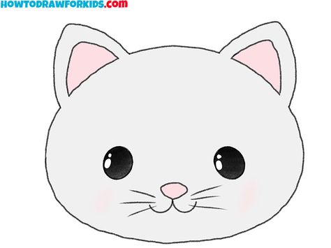 how to draw a cat face for beginners Cat Face Drawing Cartoon, Cat Face Drawing Simple, How To Draw A Cat Face, Face Simple Drawing, Cat Face Drawing, Simple Cat Drawing, Draw A Cat, Side Walk, Face Outline