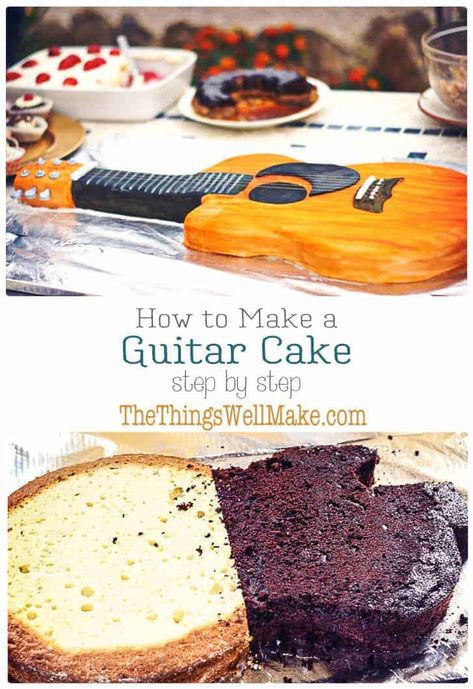 Guitar Cakes, Guitar Birthday Cakes, Acoustic Guitar Cake, Music Cakes, Guitar Cake, 4th Birthday Cakes, Cakes For Men, Cake Decorating Tutorials, Occasion Cakes