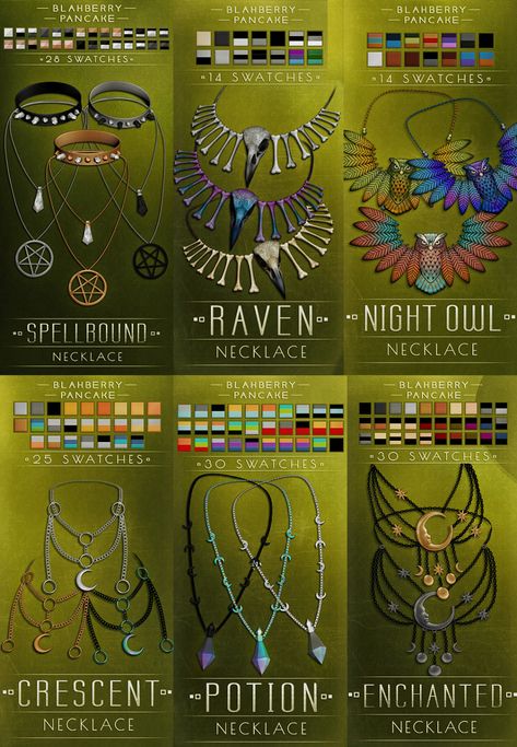 UPDATED NECKLACES - BETTER WEIGHT ASSIGNMENT SPELLBOUND ● RAVEN ● NIGHT OWL  CRESCENT ● POTION ● ENCHANTED Please redownload if you had trouble with them disappearing into your sim’s body at certain... Sims 4 Aztec Cc, Sims 4 Avatar Navi Cc, Sims Fantasy Cc, Avatar Sims 4 Cc, Sims 4 Cc Avatar, Sims 4 Avatar, Sims Fanart, Sims Design, Sims Stories