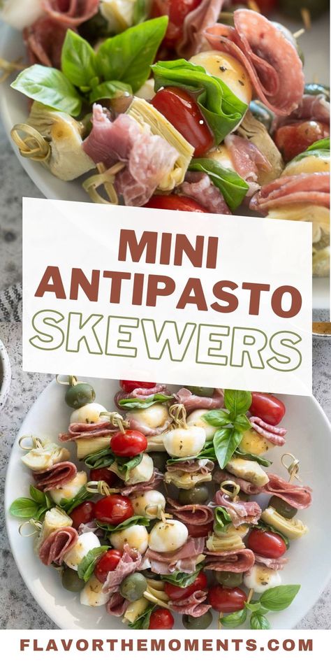 Antipasto Salad Skewers, Mini Antipasto Skewers, Fancy Skewer Appetizers, Individual Antipasto Cups, Appetizers That Can Be Made Ahead, Italian Appetizers Easy Appetizer Ideas Antipasto Skewers, Italian Antipasto Skewers, Caprese Skewers With Salami, Easy Antipasto Skewers