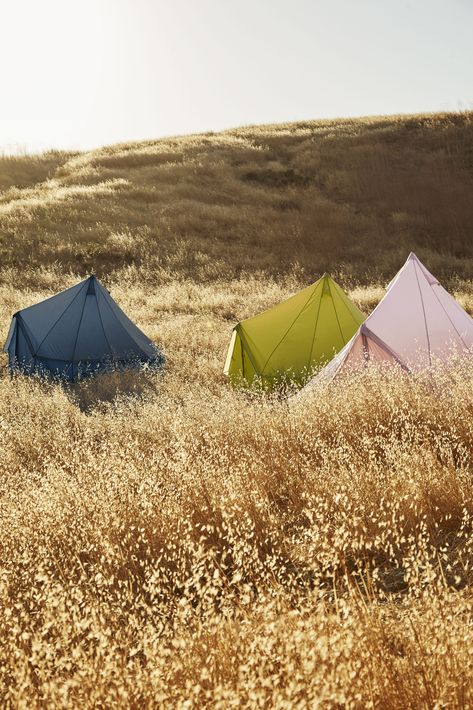 These Colorful Tents from the Glamping Pros at Shelter Co. Are Too Cute to Stay Inside | Pretty Camping, Glamping Aesthetic, Tent Aesthetic, Photography Sets, Cute Camping, A Frame Tent, Sunset Magazine, Event Specialist, Camping Aesthetic