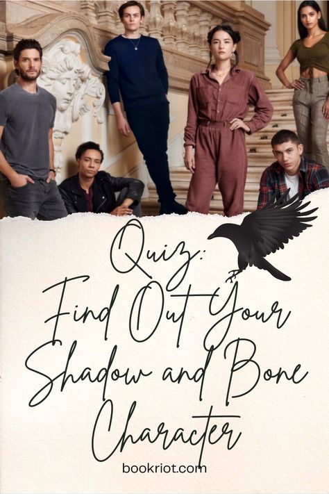 A photo of the SHADOW AND BONE cast with the text Quiz: Find Out Your SHADOW AND BONE Character from Book Riot Which Grishaverse Character Are You, Harshaw And Cat Shadow And Bone, Shadow And Bone Quiz, Shadow And Bone Lockscreen, Six Of Crows Quiz, Shadow And Bone Tattoo, Shadow And Bone Funny, Shadow And Bone Characters, Shadow And Bone Kaz