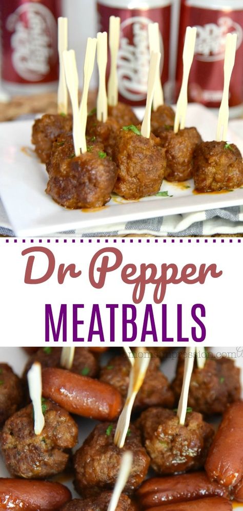 You guys are going to love this Dr Pepper Meatballs recipe! This version uses homemade, ground beef meatballs but you can use freezer meatballs if you have them on hand. The Dr Pepper gives it a tasty flavor that makes it the perfect appetizer for your next football gathering. #ad #MyMeijerWin #footballfood #tailgate #easycrockpotmeals #drpeppercrockpotmeatballs Dr Pepper Meatballs, Party Meatballs, Ground Beef Meatballs, Meat Appetizers, Meatballs Easy, Beef Meatballs, Party Appetizers, Football Food, Snacks Für Party