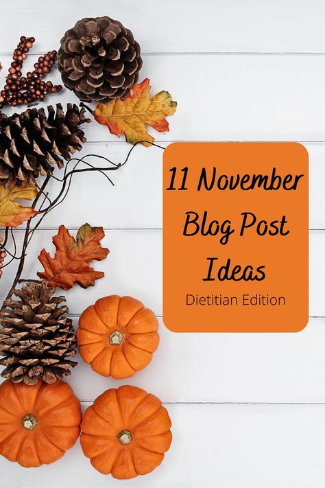 11 November Blog Post Ideas For Dietitians November Post Ideas, November Daily Challenge, November Blog Post Ideas, November Photo A Day Challenge, November Days To Celebrate, Blog Inspiration, Health And Wellness, Blog Posts, Instagram Posts