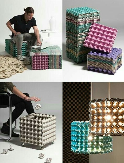 Diy Karton, Vika Papper, Projek Kayu, Diy Lampe, Egg Carton Crafts, Diy Casa, Hemma Diy, Kraf Diy, Egg Carton