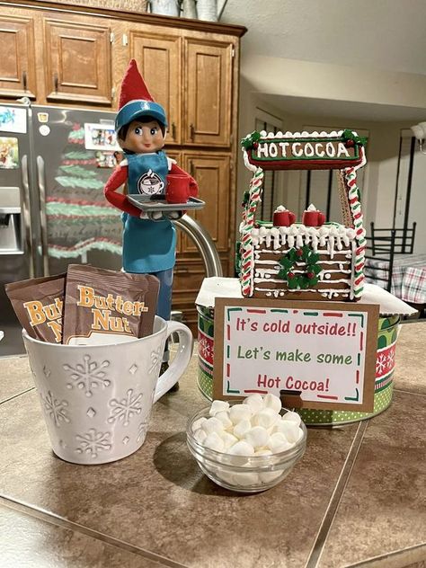 Elf on the Shelf ideas | A few from last year. | Facebook Elf Coffee Ideas, Elf On The Shelf Ice Cream, Elf On The Shelf Coffee, Coffee Ideas, Its Cold, Elf On The Shelf Ideas, Its Cold Outside, Cold Outside, Shelf Ideas