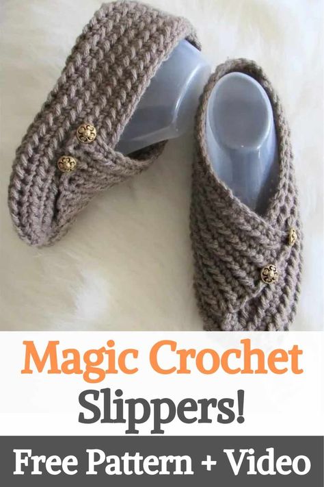 Fold Over Crochet Slippers, Easy Crochet Slipper Pattern, Crochet Slippers Free Pattern Easy Mens, Crochet House Slippers Free Pattern, Simple Crochet Slippers Free Pattern, Crocheted Slippers Free Pattern, Free Crochet Slippers, Crochet Slippers Free, Crochet Slippers Adult Free Pattern