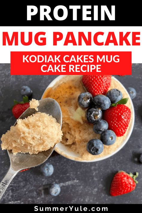 Learn to make a protein pancake in a mug! This Kodiak Cakes mug cake recipe is the ultimate easy breakfast hack for lazy weekend mornings. You’ll get tips on making a protein-packed Kodiak pancake in a mug, as well as how to make pancakes in microwave that are vegan and gluten free. You’ll love this 1 minute, 1 cup pancake recipe that’s thick yet fluffy, and perfect with a variety of pancake toppings. Kodiak Protein Mug Cake, Kodiak Mug Cake Microwave, Kodiak Cakes Microwave, Kodiak Pancake Mug Cake, Diy Kodiak Muffin Cup, Kodiak Recipes Breakfast, Kodiak Mug Pancake, Kodiak Cake Mug Cake, Kodiak Microwave Pancake