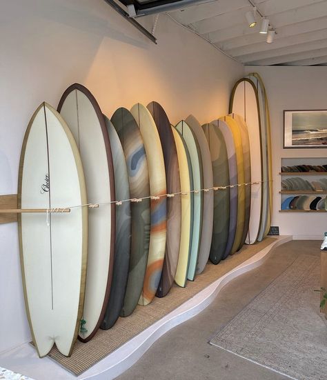 Surf Shop Interior, Surf Board Rack, Surfboard Wall Rack, Surfboard Resin, Surfboard Storage, Surfboard Rack, Surf Room, Longboard Design, Surfboard Shapes