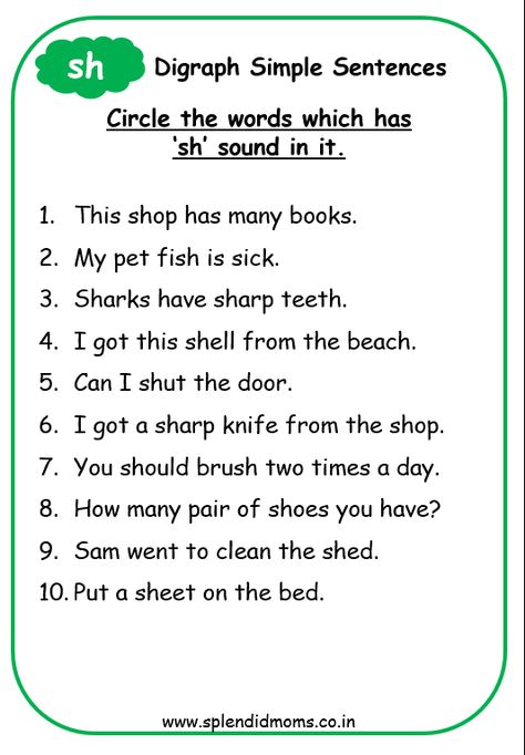 Digraph ch sh ph th wh Ready To Read Simple Sentences Ph Sound Words, Ch Sound Words, Wh Digraph Worksheets, Capital Letters Worksheet, Ch Words, Digraphs Worksheets, English Practice, Some Sentences, Learning Phonics