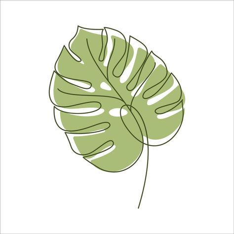 Monstera Leaf Drawing, Monstera Aesthetic, Leaf Line Art, Art Vector Illustration, Line Art Vector, Leaf Drawing, Leaf Logo, Drawing Simple, Med Spa