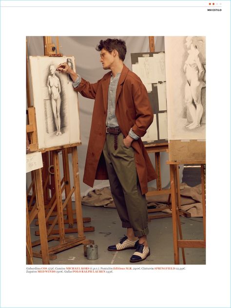 Danny Beauchamp | Men’s Health España | 2018 | Editorial | The Fashionisto Artistic Man Aesthetic, Artistic Style Men, Man Artist Aesthetic, Artsy Men Aesthetic, Men Artist Outfit, Artistic Outfits Men, Clothes For Artists, Artist Outfit Style Men, Artist Aesthetic Outfit Men