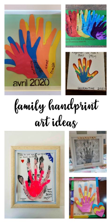 Family handprint art ideas Family Handprint Crafts, Diy Family Handprint Wall Art, Family Art Ideas Diy Projects, Family Handprint Craft, Family Art Night Ideas, Family Hand Painting Ideas, Hand Print Family Art, Handprint Family Art, Family Hands Art