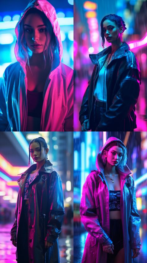 Synthwave Clothes, Synthwave Aesthetic Fashion, Scifi Aesthetic Fashion, Futuristic Photoshoot Ideas, Retrowave Outfit, Sci Fi Photoshoot, Synthwave Outfit, Cyberpunk Outfit Ideas, Futuristic Aesthetic Future Fashion