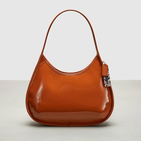 COACHTOPIA Large Ergo Bag In Crinkled Patent Leather - Burnished Amber | Editorialist Coachtopia Bags, 2024 Wishlist, Leather Scraps, March 2024, New Uses, Cherry Print, Leather Style, Large Bags, Embossed Leather