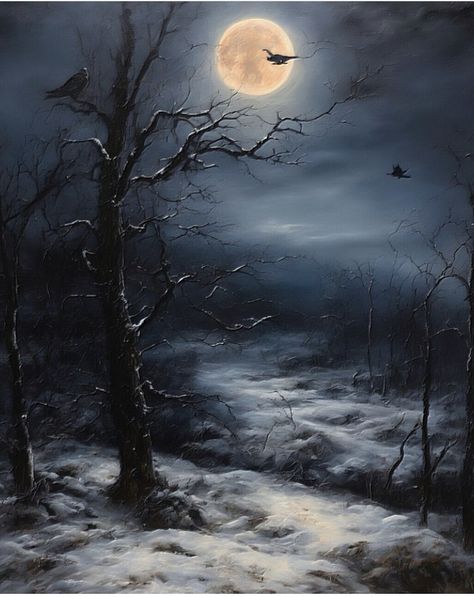 Spooky Landscape, Dark Gothic Art, Gothic Windows, Winter's Tale, Moon Pictures, Country Scenes, Dark Gothic, Gothic Art, Pattern Free