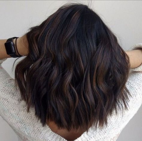 Dark Red Hair Color Balayage, Dark Hair With Ombre Balayage, Dark Black Hair Styles, Two Tone Brunette Hair Dark, Dark Brown Hair Balayage Short Straight, Fall Hair 2023 Dark, Level 3 Hair With Balayage, Fall 2023 Mid Length Hair, Dark Brown Hair With Darker Highlights