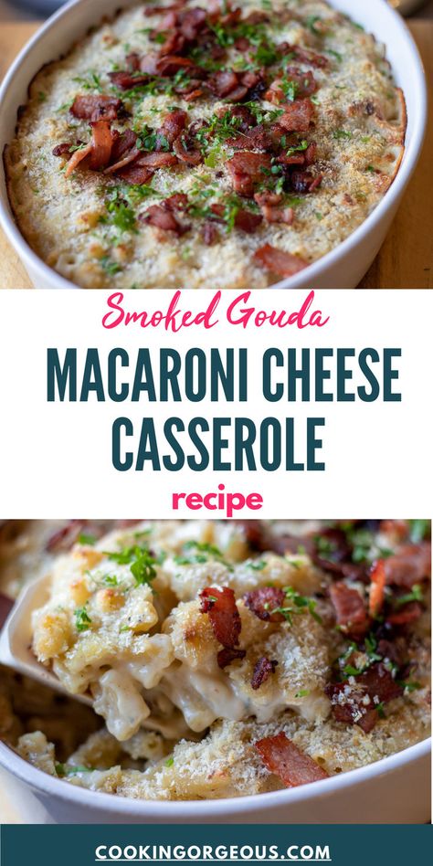 Comfort food made with the most incredible cheese sauce and perfectly cooked macaroni pasta. Smoked Gouda Mac And Cheese, Mac And Cheese Baked, Gouda Mac And Cheese, Macaroni And Cheese Casserole, Fun Dinner, Side Dishes For Chicken, Sunday Dinner Recipes, Cheese Baked, Hearty Comfort Food