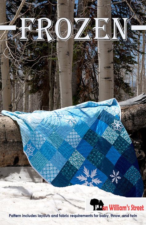 Frozen Quilt Pattern by OnWilliamsStreet on Etsy Frozen Quilt, Frozen Pattern, Snowflake Quilt, Modern Quilt Pattern, Snowman Quilt, Big Block Quilts, Twin Size Bed, Paper Pieced Quilt, Mystery Quilt