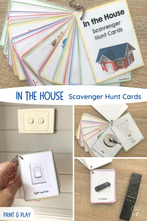 In the House Scavenger Hunt Cards House Scavenger Hunt, Toddler Scavenger Hunt, Preschool Scavenger Hunt, Cue Cards, Scavenger Hunt For Kids, Play School, Cleaning Toys, Toddlers And Preschoolers, Mommy Blog