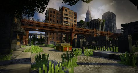 City Minecraft, Apocalyptic City, Minecraft Steampunk, Post Apocalyptic City, Abandoned City, Apocalypse World, Ruined City, Cool Minecraft Creations, Minecraft City