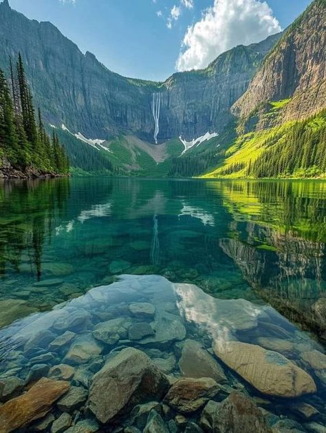 Grand Teton National Park Lover | The Glacier National Park’s Avalanche Lake, Montana  🇺🇲 | Facebook Avalanche Lake Montana, Avalanche Lake, Montana Photography, Lake Montana, Go Usa, Glacier National Park Montana, Landscape Background, Pine Forest, Glacier National