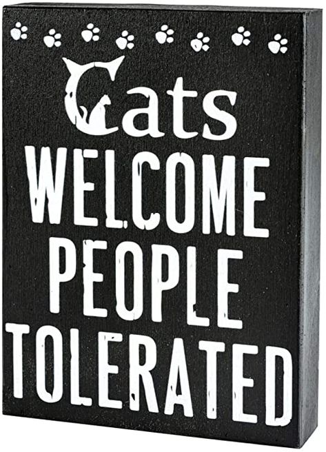 JennyGems Cats Welcome People Tolerated | Cat Signs for Home Decor | Cat Lover Decor | Cats Welcome Sign | Cat Signs | Cat Lover Gifts | Funny Cat | Made in USA Cat Signs For Home, Cat Mom Gifts, Cat Signs, Cat Owner, Wooden Plaques, Changing Wall Color, Box Signs, Cat Owners, Sign Quotes