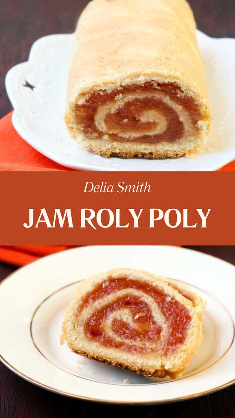 Delia Smith Jam Roly Poly Jam Roly Poly Recipe With Suet, Delia Smith Recipes, Jam Roly Poly Recipe, Roly Poly Pudding, Jam Roly Poly, Budget Desserts, Suet Pudding, Delia Smith, Hot Desserts