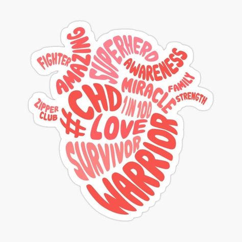 Anatomical Heart Disease CHD Awareness Sticker Chd Awareness, Sticker Ideas, Anatomical Heart, Love And Support, Vinyl Stickers, Heart Design, Cute Stickers, Inspirational Words, Disease