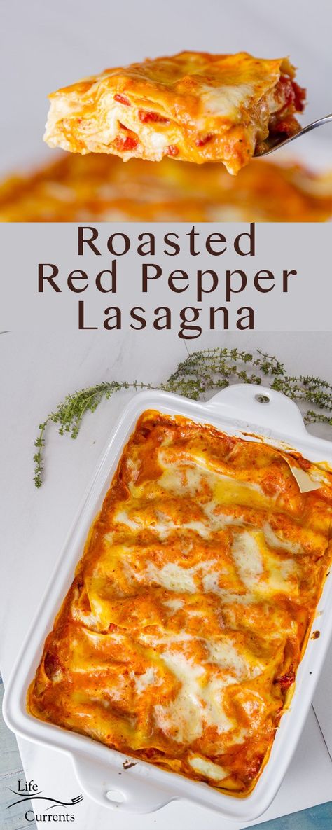 Tomato Less Lasagna, Roasted Red Pepper Lasagna, Bell Pepper Lasagna, Tomato Free Lasagna Recipe, Tomato Free Lasagna, Lasagna Peppers, Ic Diet, Roasted Red Pepper Soup, Lasagne Recipes